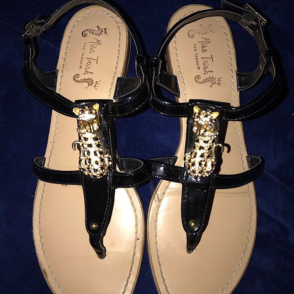 Black Sandals with Cat Pendant
